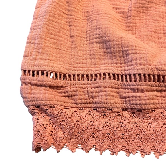 Jessica Simpson Girls Boho Top Size 4T Mauve Textured Cotton Lace Trim Blouse - Picture 5 of 6